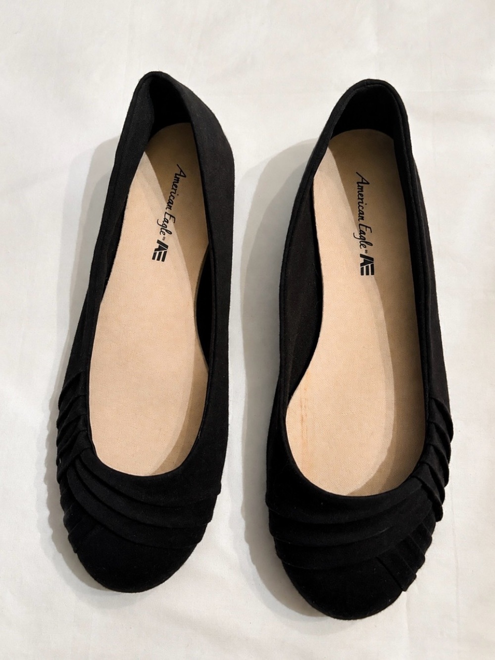 American Eagle Outfitters Black Folded-Tip Ballet Flats